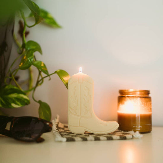cowboy boot nashville shape candles: Desert