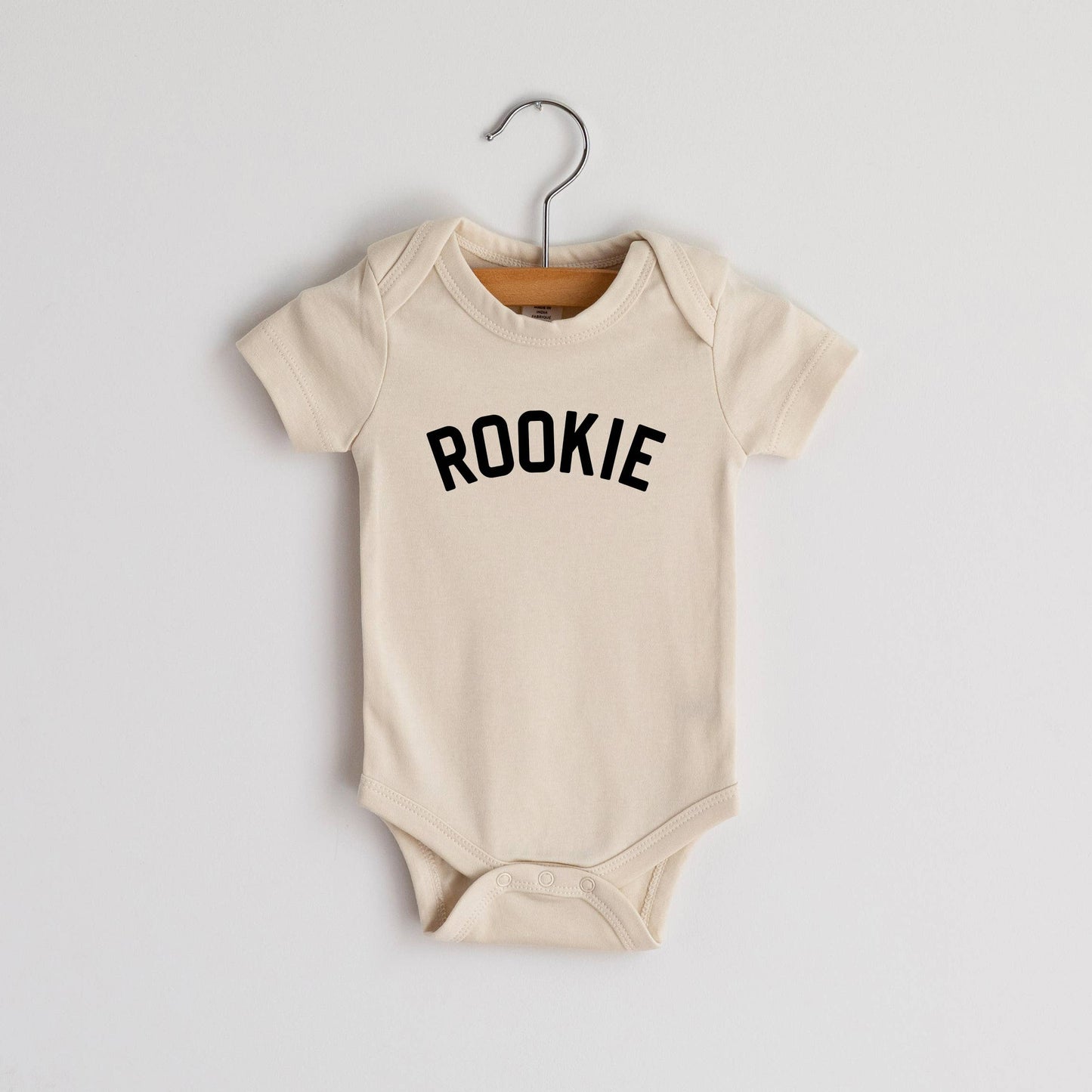 Cream Rookie Modern Organic Baby Bodysuit: 3-6 Months / Short Sleeve