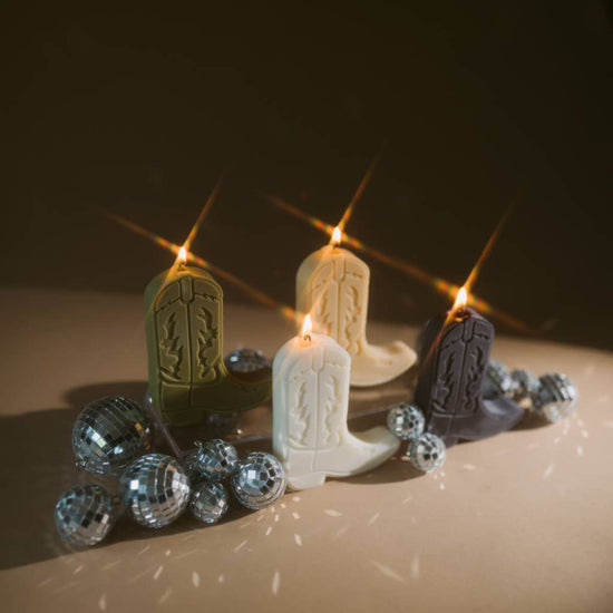 cowboy boot nashville shape candles: Desert