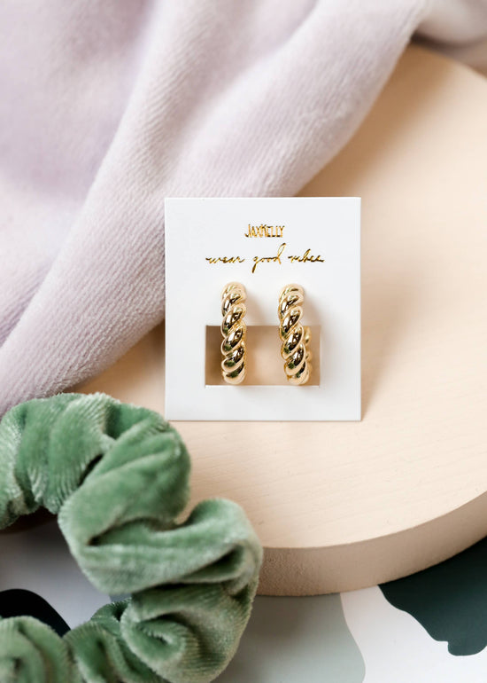 Gold Hoop - Twisted - Gold Earrings
