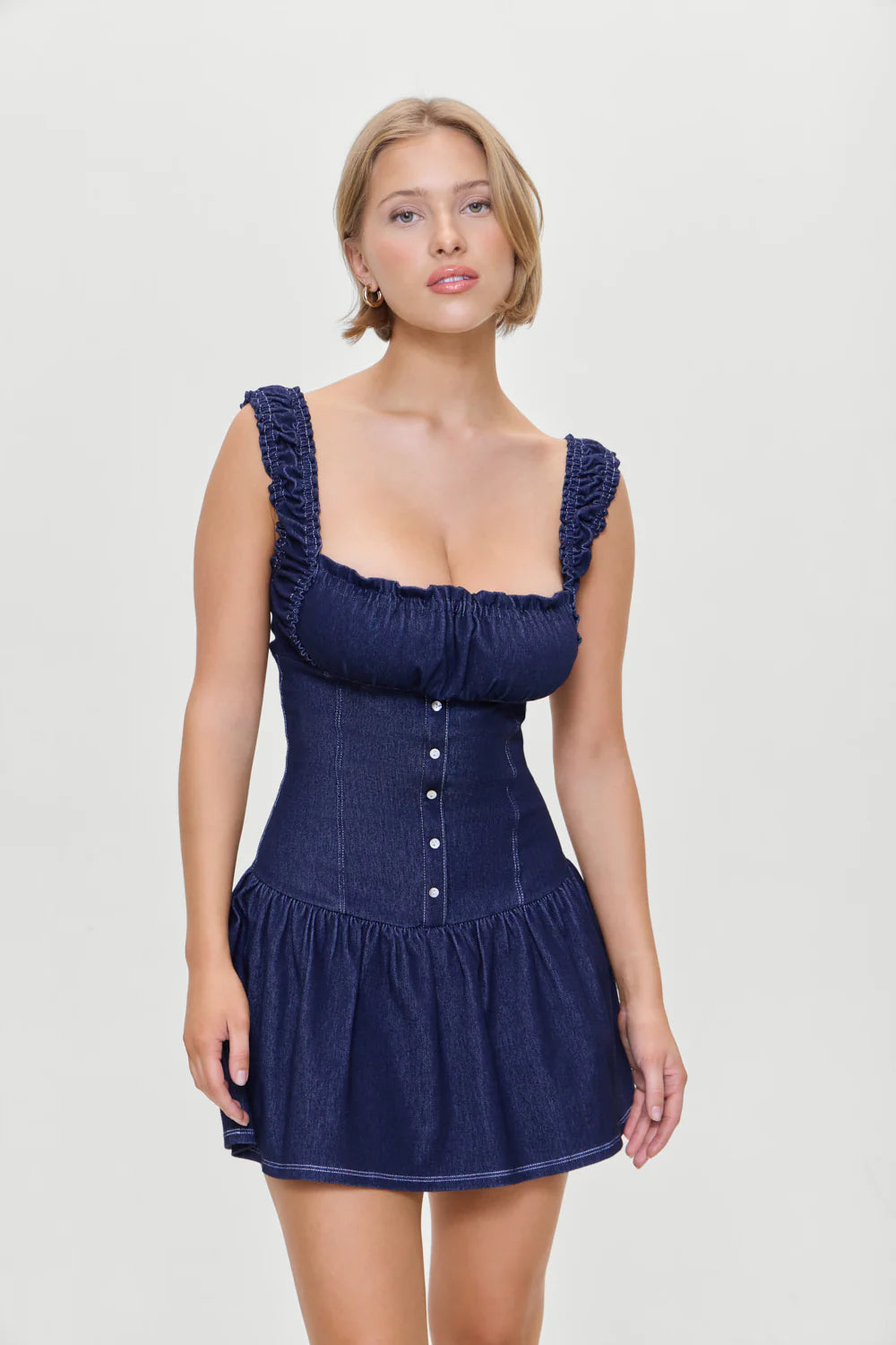 christa ruffle mini dress The Cutest GRWM with Christa Ruffle Mini Dress from Frankies Bikinis