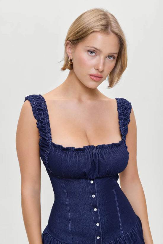 christa denim dress Frankies Bikinis - Christa Denim Mini Dress