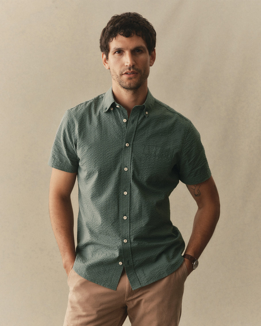 The Short Sleeve Jack in Deep Sea Seersucker