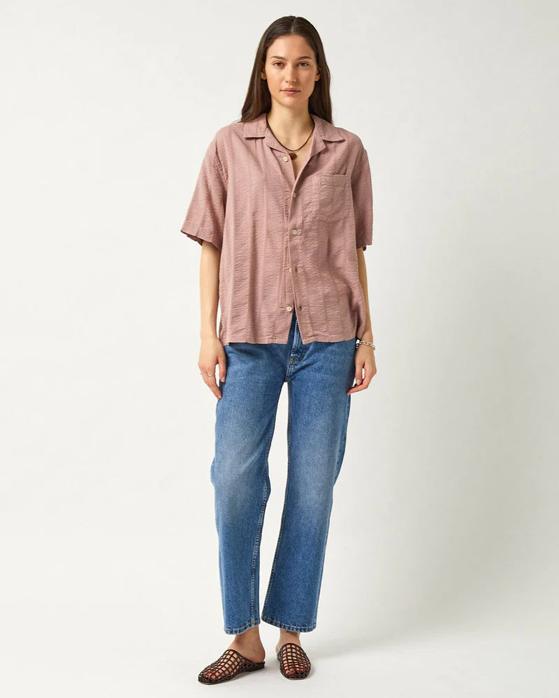 Striped Seersucker SS - Pink
