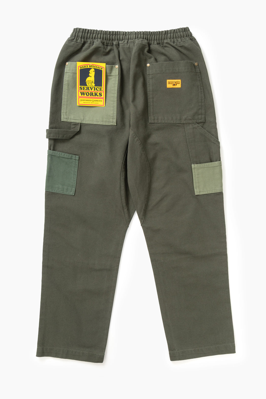 Patchwork Utility Chef Pants - Green