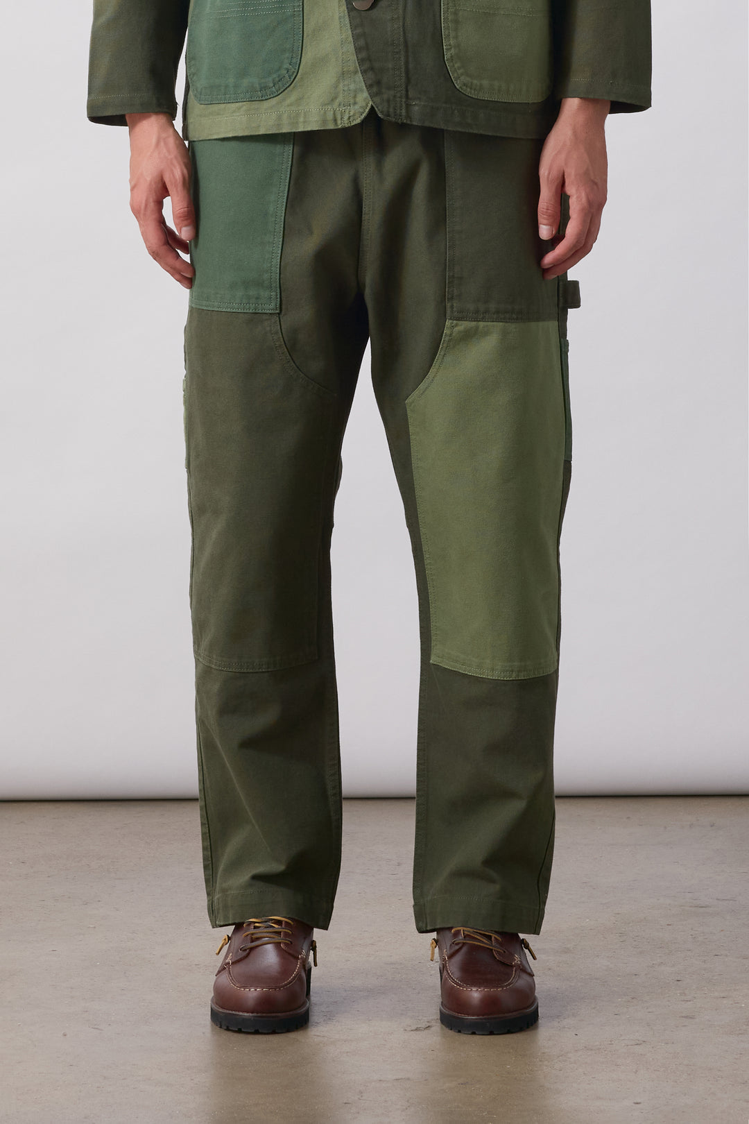 Patchwork Utility Chef Pants - Green