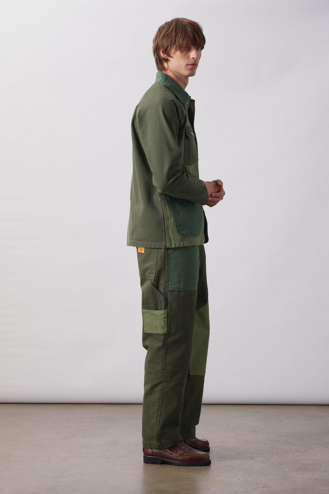 Patchwork Utility Chef Pants - Green