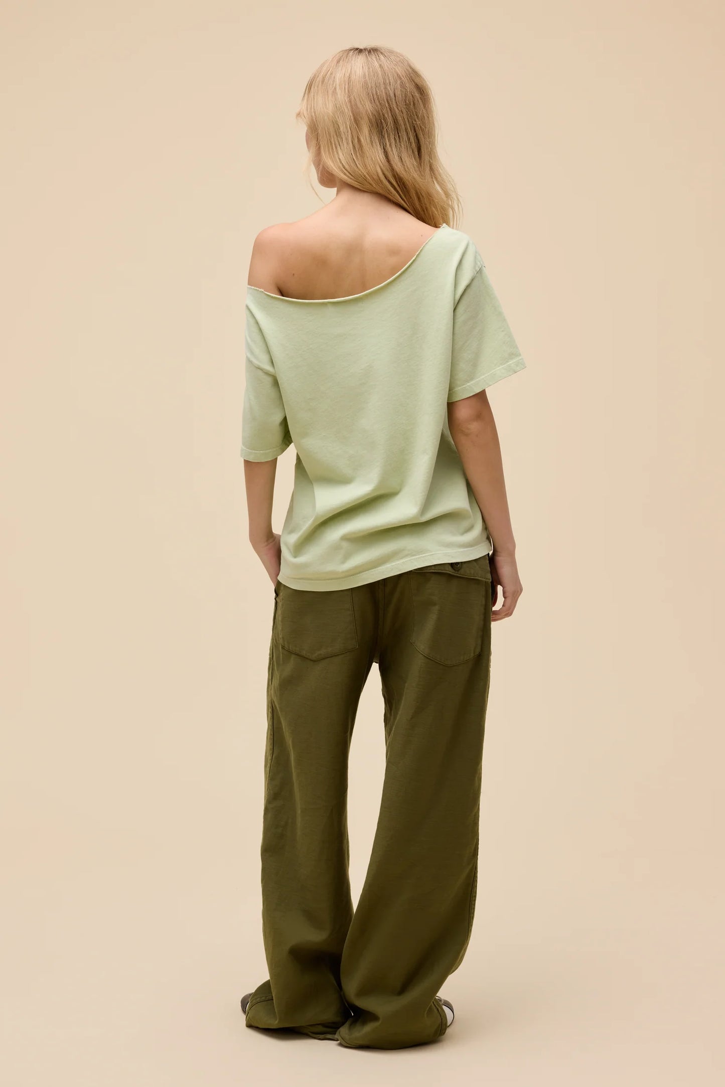 Off-The-Shoulder Tee - Seafoam Green