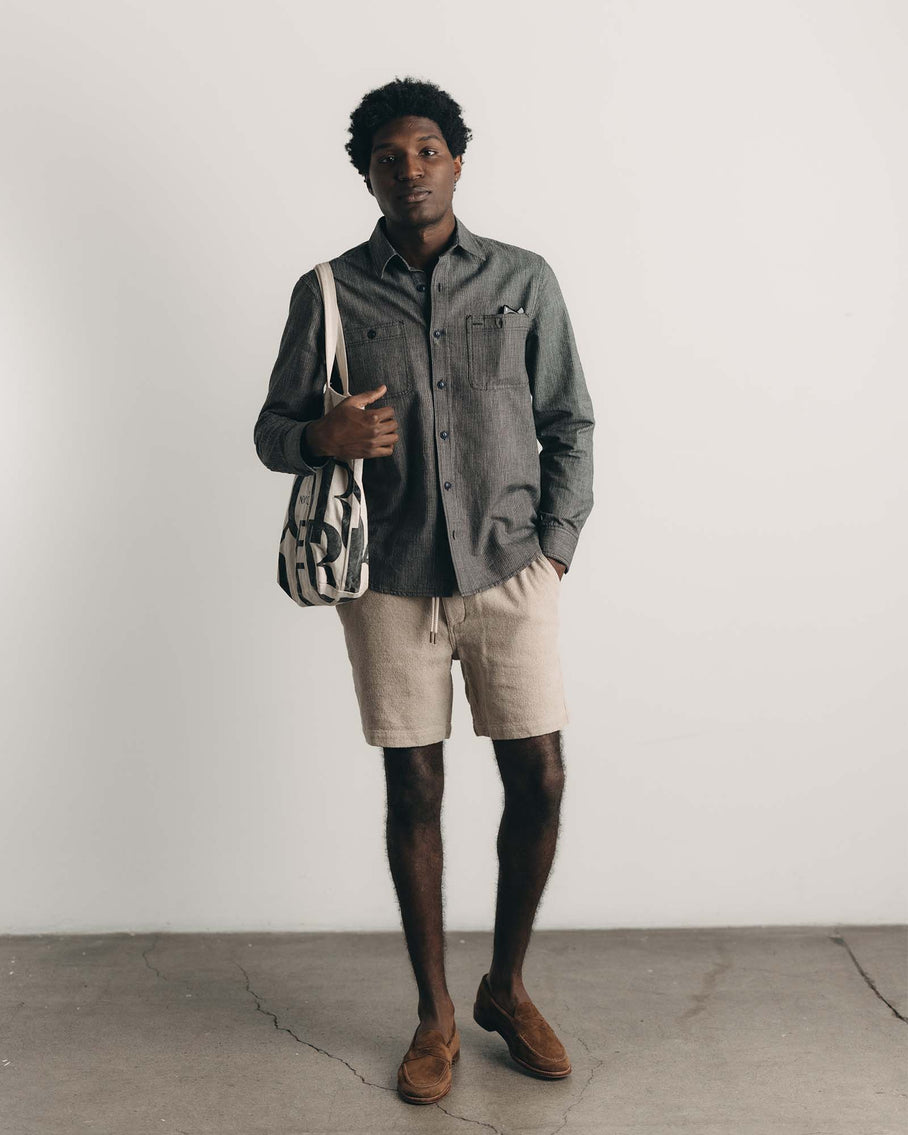 The Apres Short - Heather Oat Crepe