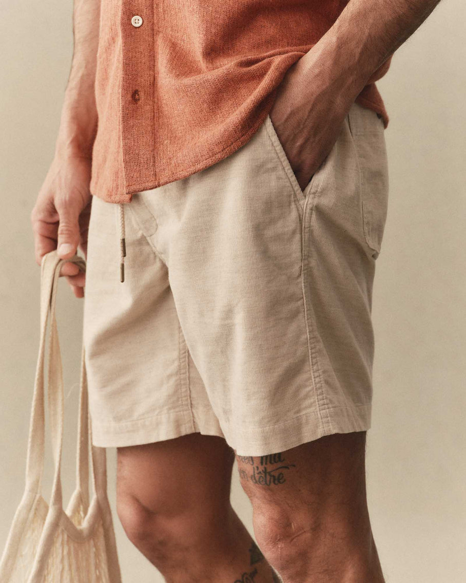 The Après Short in Heather Oat Pincord