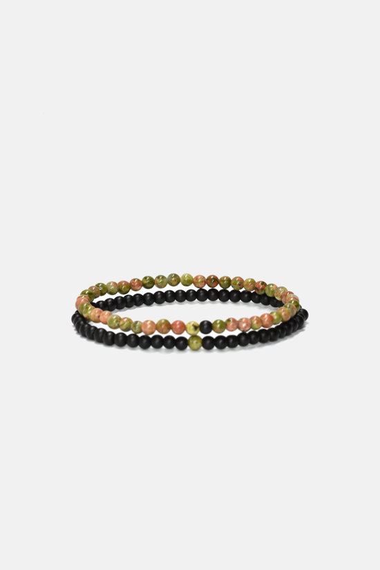 Onyx Unakite Bracelet Set